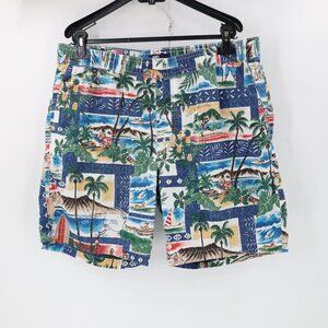 REYN SPOONER shorts mens XL 8" Santa Mele Kalikimaka Surf Hawaii reverse print